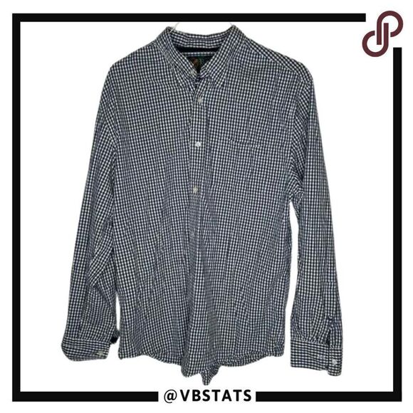Roots Athletics Navy and White Plaid Long Sleeve Button Down Shirt in XL - Picture 1 of 6